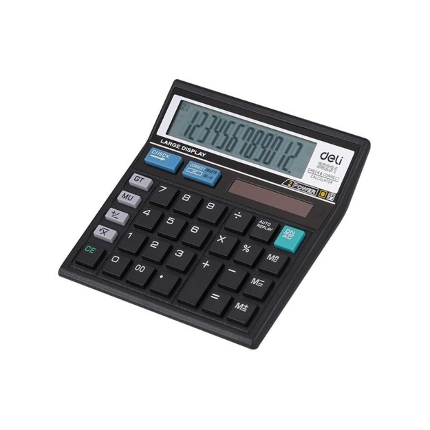 Deli Αριθμομηχανή 39231 12 Ψηφίων σε Μαύρο Χρώμα