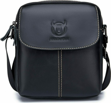 Bull Captain DJB-07 Δερμάτινη Ανδρική Τσάντα Ώμου / Χιαστί σε Μαύρο χρώμα