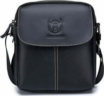 Bull Captain DJB-07 Δερμάτινη Ανδρική Τσάντα Ώμου / Χιαστί σε Μαύρο χρώμα