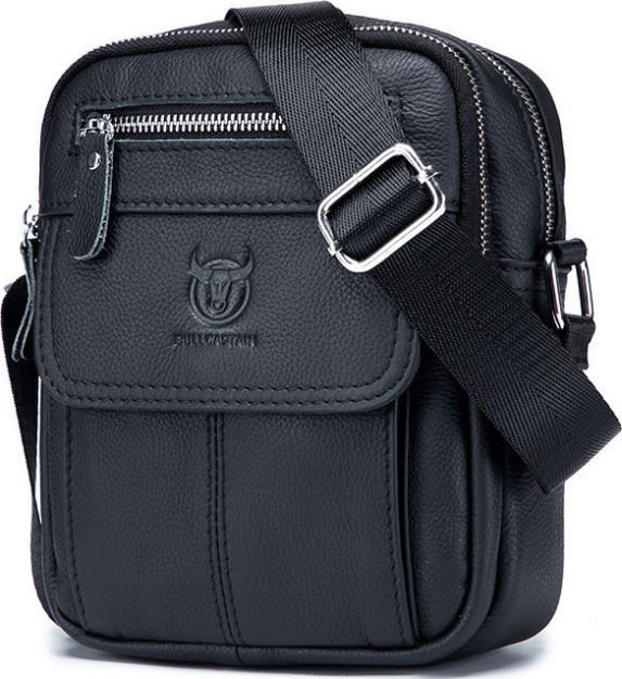 Bull Captain DJB-016 Δερμάτινη Ανδρική Τσάντα Ώμου / Χιαστί σε Μαύρο χρώμα