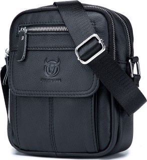 Bull Captain DJB-016 Δερμάτινη Ανδρική Τσάντα Ώμου / Χιαστί σε Μαύρο χρώμα