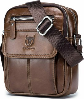 Bull Captain DJB-016 Δερμάτινη Ανδρική Τσάντα Ώμου / Χιαστί σε Καφέ χρώμα