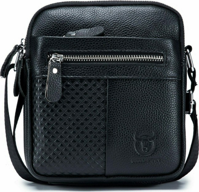 Bull Captain DJB-010 Δερμάτινη Ανδρική Τσάντα Ώμου / Χιαστί σε Μαύρο χρώμα