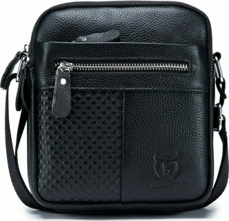 Bull Captain DJB-010 Δερμάτινη Ανδρική Τσάντα Ώμου / Χιαστί σε Μαύρο χρώμα