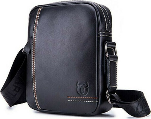 Bull Captain DJB-228 Δερμάτινη Ανδρική Τσάντα Ώμου / Χιαστί σε Μαύρο χρώμα