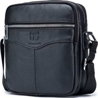 Bull Captain DJB-023 Δερμάτινη Ανδρική Τσάντα Ώμου / Χιαστί σε Μαύρο χρώμα