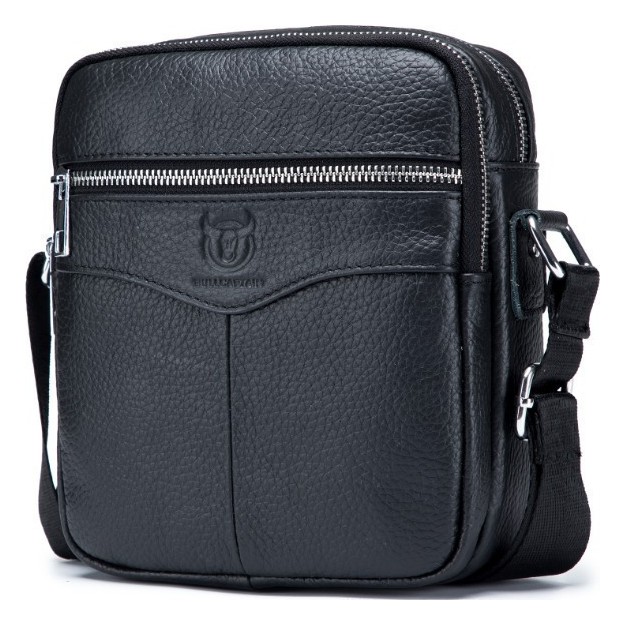 Bull Captain DJB-023 Δερμάτινη Ανδρική Τσάντα Ώμου / Χιαστί σε Μαύρο χρώμα