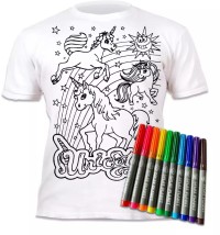 Splat Μπλουζάκι T-Shirt με 10 Μαρκαδόρους Ξανα-Ζωγράφισε-Unicorns 5-6 Χρονών