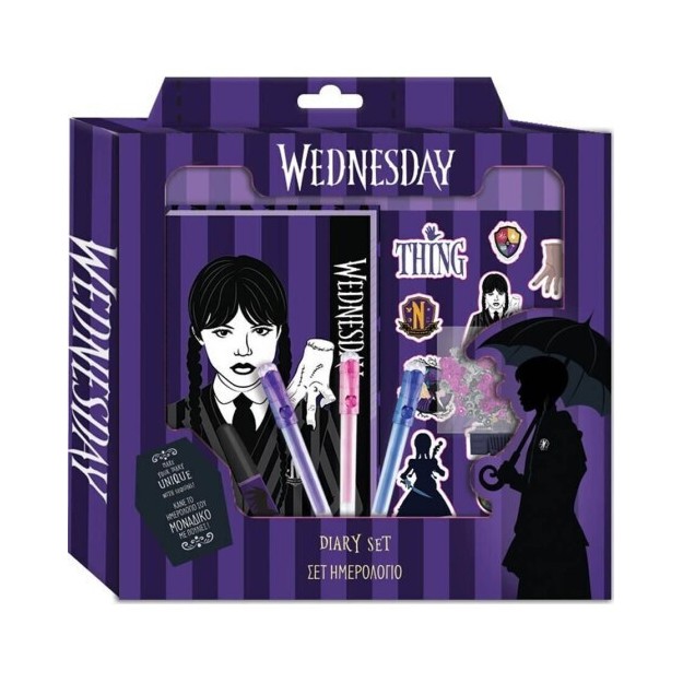 Diakakis Imports Ημερολόγιο Σετ Wednesday 7 Τμχ Στυλό Σελίδα Αυτοκόλλητα Πούλιες Κόλλα 000503607