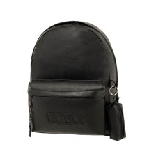 Polo Gecko Σχολική Τσάντα Πλάτης Γυμνασίου - Λυκείου Μαύρη με Θήκη για Παγούρι 20lt 9-02-041-2001