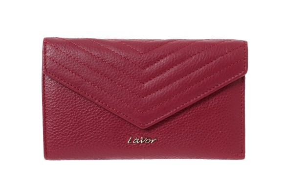 Lavor Μεγάλο Δερμάτινο Γυναικείο Πορτοφόλι με RFID Κόκκινο 1-6072