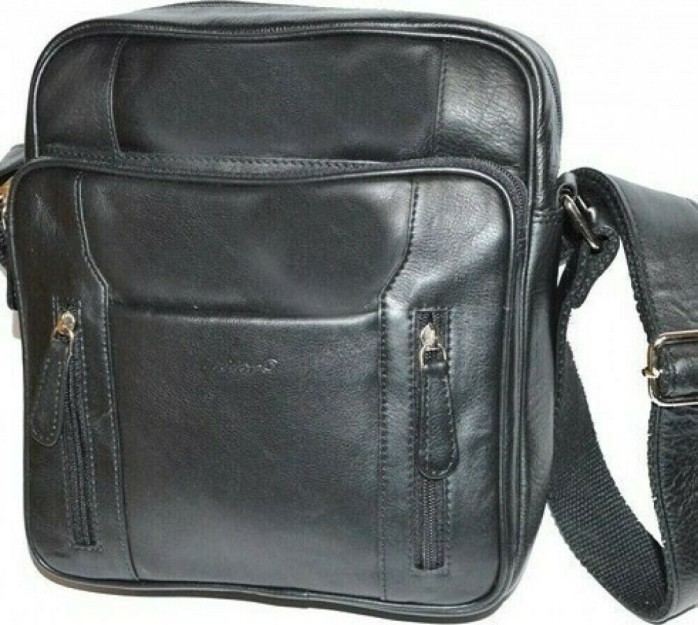 Lavor 1-37 Δερμάτινη Ανδρική Τσάντα Ώμου / Χιαστί σε Μαύρο χρώμα