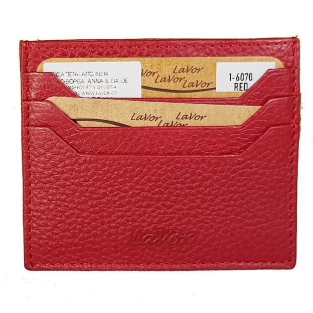 Lavor 1-6070 Δερμάτινο Γυναικείο Πορτοφόλι Καρτών με RFID Κόκκινο