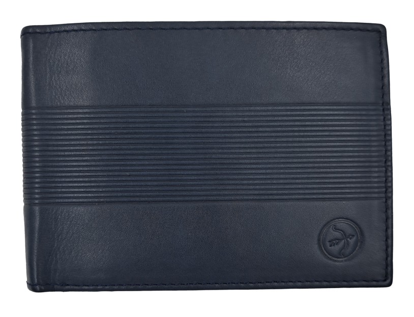 Daston Δερμάτινο Ανδρικό Πορτοφόλι με RFID Μπλε 044