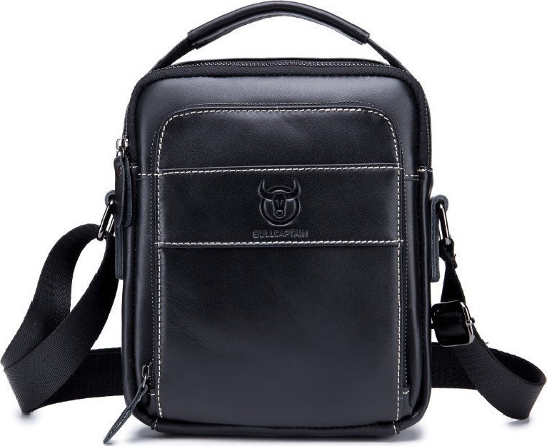 Bull Captain DJB-888 Δερμάτινη Ανδρική Τσάντα Ώμου / Χιαστί σε Μαύρο Χρώμα