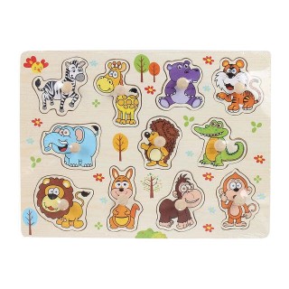 Ξύλινο Παιδικό Puzzle Σφηνώματα Ζώα Ζούγκλας για 3+ Ετών A-3014