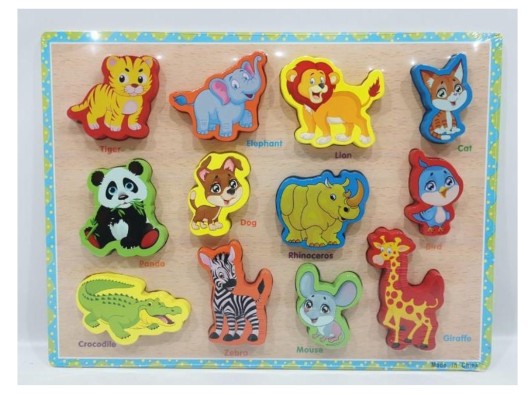 Ξύλινο Παιδικό Puzzle Σφηνώματα Άγρια Ζώα ΜΤ555-18