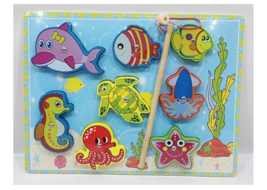 Ξύλινο Παιδικό Puzzle Σφηνώματα Ψάρια Μαγνητικό Μ666-1