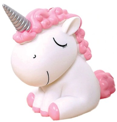 Κουμπαράς Πλαστικός Μονόκερος Λευκό-ροζ 11x16x18.5εκ Δωρόσημο 15242