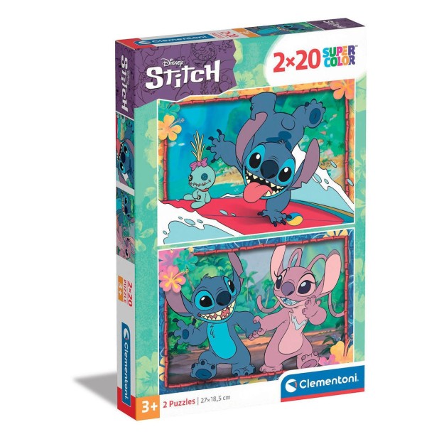 Clementoni Παιδικό Παζλ Super Color Disney Stitch 2x20 Τμχ.