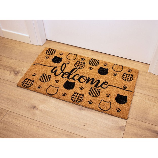 I-Total Πατάκι Εισόδου ''Welcome Cats'' Καφέ/Μαύρο 70x40εκ. XL1954