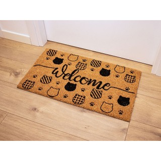 I-Total Πατάκι Εισόδου ''Welcome Cats'' Καφέ/Μαύρο 70x40εκ. XL1954