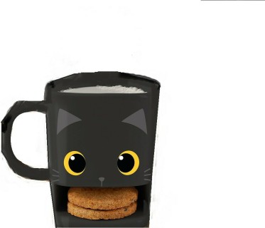 Total Gift Cat Biscuit Κούπα Κεραμική Μαύρη 250ml XL1901