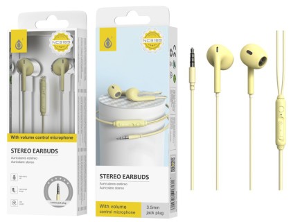 Moveteck Earbuds Handsfree Ακουστικά με Βύσμα 3.5mm Κίτρινο