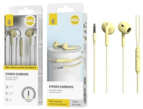 Moveteck Earbuds Handsfree Ακουστικά με Βύσμα 3.5mm Κίτρινο