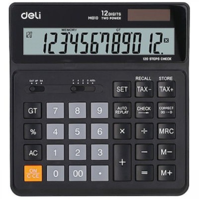 Deli Αριθμομηχανή Λογιστική M01020 13 Ψηφίων σε Μαύρο Χρώμα