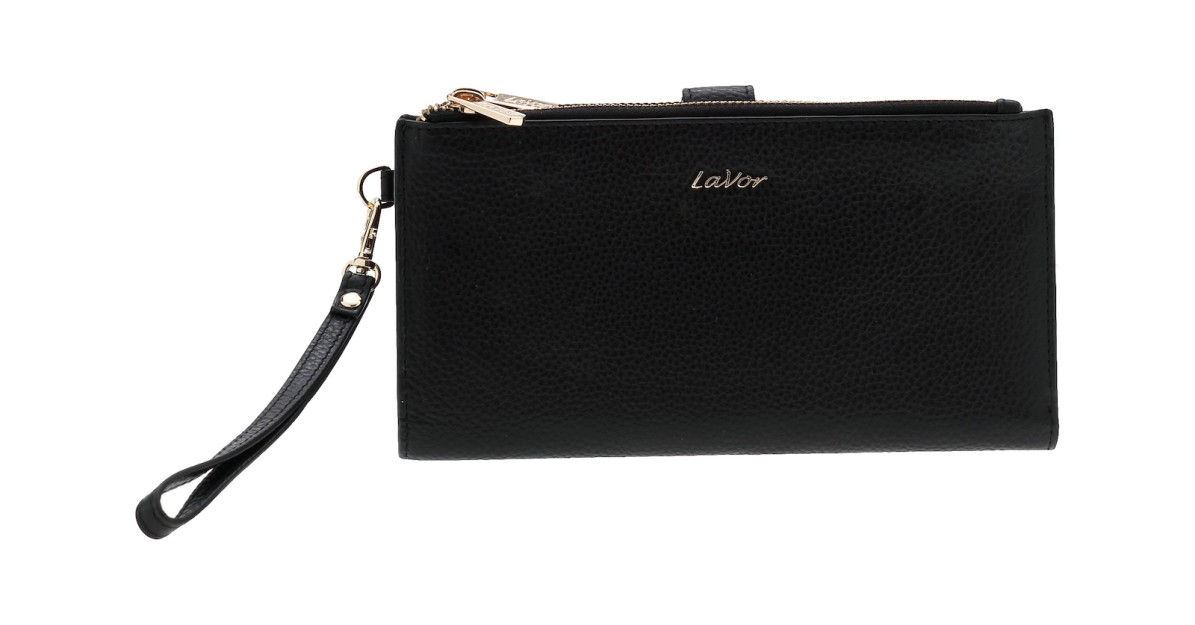 Lavor 1-6047 Δερμάτινο Γυναικείο Πορτοφόλι με Λουράκι Μαύρο
