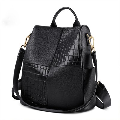 Foxer 9113V091F Δερμάτινη Γυναικεία Τσάντα Πλάτης Μαύρη