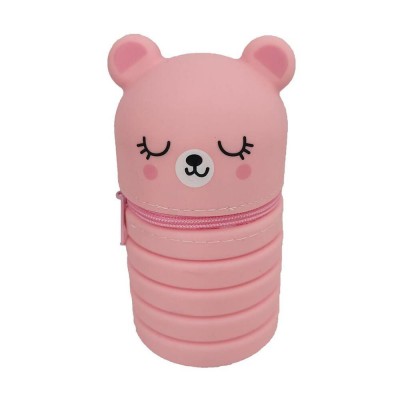 Must Κασετίνα από Σιλικόνη Βαρελάκι με 1 Θήκη Ροζ 000585721