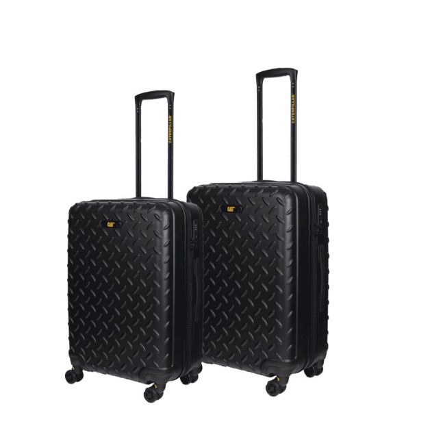 CAT Industrial Plate Βαλίτσες Ταξιδιού Σκληρές Μαύρο Μέγιστου Ύψους 60εκ. με 4 Ρόδες Σετ 2τμχ 83688-01 83688 50/60cm