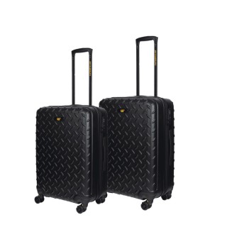 CAT Industrial Plate Βαλίτσες Ταξιδιού Σκληρές Μαύρο Μέγιστου Ύψους 60εκ. με 4 Ρόδες Σετ 2τμχ 83688-01 83688 50/60cm