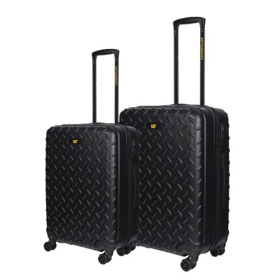 CAT Industrial Plate Βαλίτσες Ταξιδιού Σκληρές Μαύρο 60/70εκ. με 4 Ρόδες Σετ 2τμχ 83688