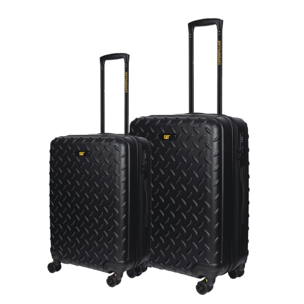 CAT Industrial Plate Βαλίτσες Ταξιδιού Σκληρές Μαύρο 60/70εκ. με 4 Ρόδες Σετ 2τμχ 83688