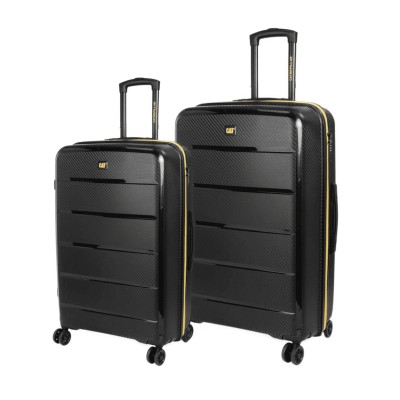 CAT Cargo Βαλίτσες Ταξιδιού Σκληρές Μαύρες Μέγιστου Ύψους 70εκ. με 4 Ρόδες Σετ 2τμχ 84379-01