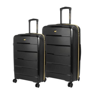 CAT Cargo Βαλίτσες Ταξιδιού Σκληρές Μαύρες Μέγιστου Ύψους 70εκ. με 4 Ρόδες Σετ 2τμχ 84379-01