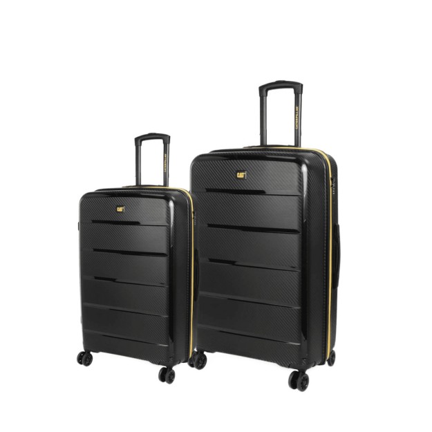 CAT Nested Βαλίτσες Ταξιδιού Σκληρές Μαύρες Μέγιστου Ύψους 60εκ. με 4 Ρόδες Σετ 2τμχ 84379-01