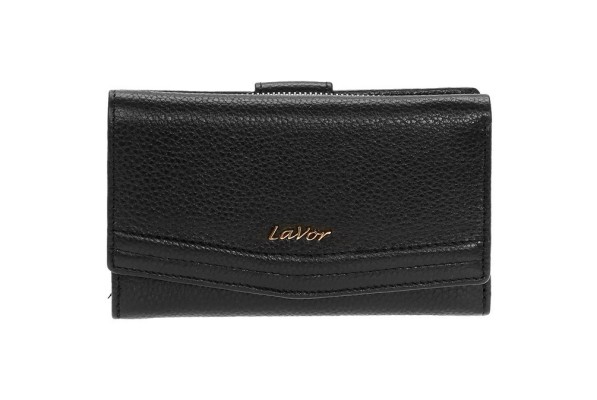 Lavor 1-6019 Μεγάλο Δερμάτινο Γυναικείο Πορτοφόλι με RFID Μαύρο