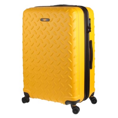 CAT Industrial Plate Μεγάλη Βαλίτσα Ταξιδίου Σκληρή Κίτρινο με 4 Ρόδες Ύψους 70εκ. 83688-217