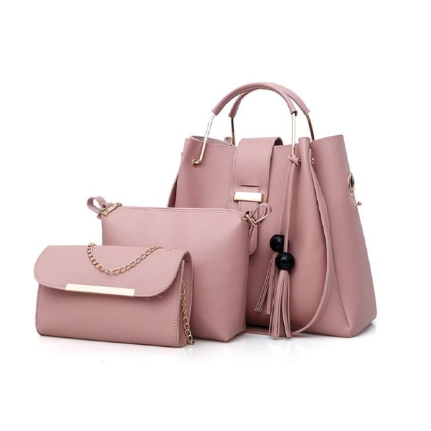 Cardinal Σετ Γυναικεία Τσάντα Χιαστί Ροζ 420