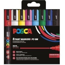Posca Μαρκαδόροι Σχεδίου 2.5mm 8τμχ Standard Colors PC-5M 8P SET BASIC COLOR