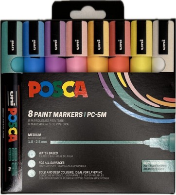 Posca Μαρκαδόροι Σχεδίου 2.5mm 8τμχ PC-5M 8PSET SOFT COLOR