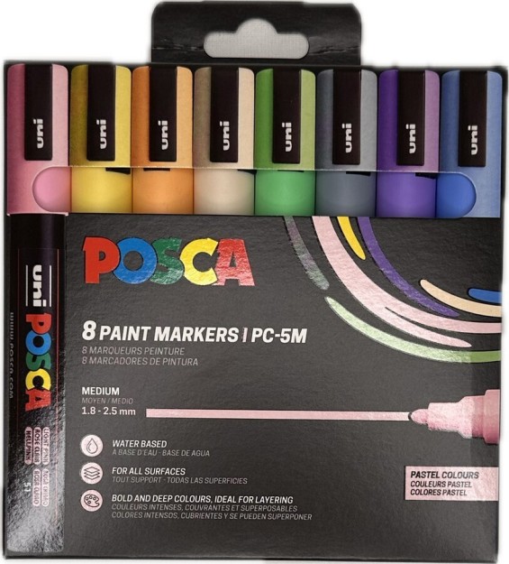 Posca PC-5M Μαρκαδόροι 2.5mm Pastel Colours 8τμχ