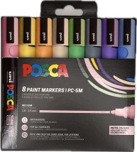 Posca Μαρκαδόροι Σχεδίου 2.5mm 8τμχ Pastel Colours PC-5M8P SET PASTEL COLOR