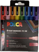 Posca Μαρκαδόροι Σχεδίου 0.9-1.3mm 8τμχ PC-3ML 8P SET SPARKLING COLOR