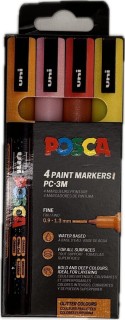 Posca Μαρκαδόροι Σχεδίου 0.9-1.3mm 4τμχ Warm Sparkling PC-3ML 4P SET WARM SPARKLING COLOR