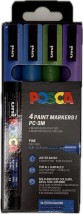 Posca Μαρκαδόροι Σχεδίου 0.9-1.3mm 4τμχ Cool Sparkling PC-3ML 4P SET COOL SPARKLING COLOR